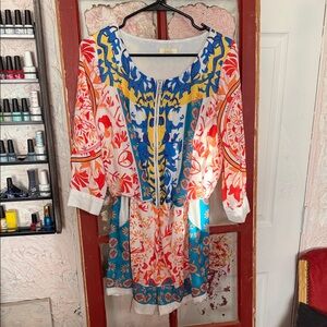 Dalia Collection Red and Blue Bohemian Jumpsuit